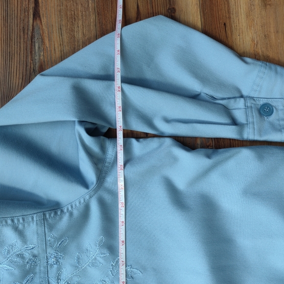 Alfred Dunner Jacket Size 14 Embroidery Button Up Padded Sky Blue - Picture 6 of 9